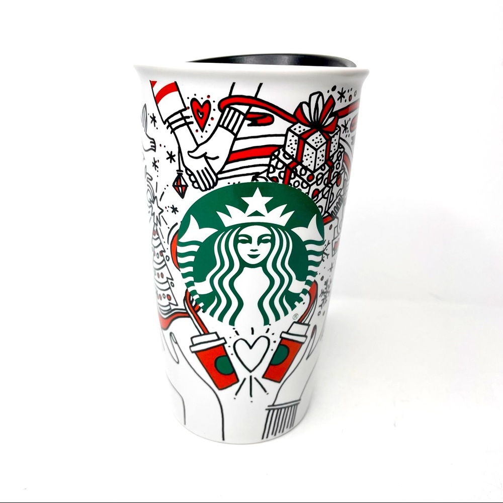 STARBUCKS 2017 CHRISTMAS HOLIDAY TRAVEL TUMBLER 12oz MUG COFFEE CUP RED DOT